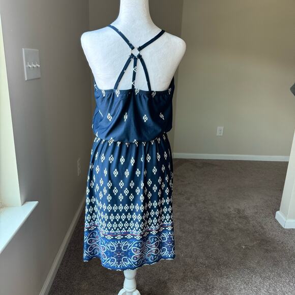 NWOT Maurices Women's Sleeveless Halter Dress‎ Strappy Navy Blue M Knee Length - Picture 2 of 9